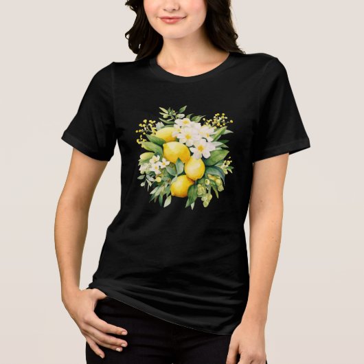 T-shirt En Tri-matière Lemon Bouquet with White Blossoms (Recto)