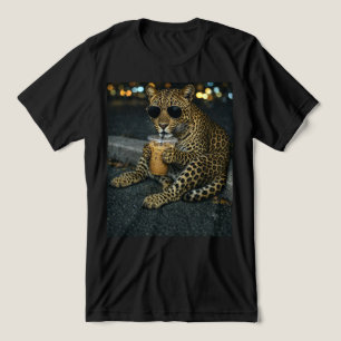 T-shirt En Tri-matière Léopard Cool Avec Lunettes De Soleil Café Glacé