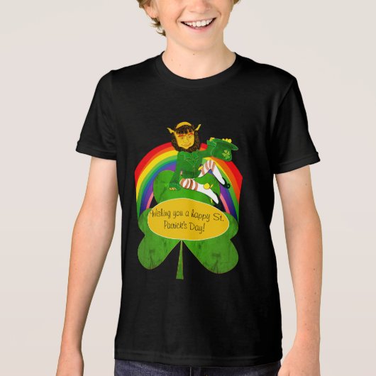 T-shirt En Tri-matière Leprechaun arc-en-ciel St. Patrick (Recto)