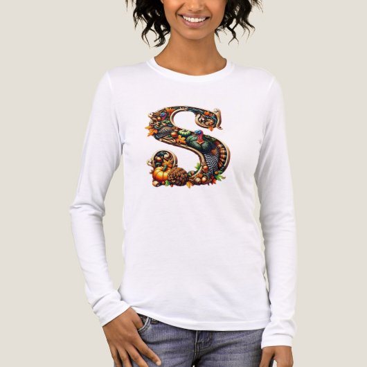 T-shirt En Tri-matière Letter S Thanksgiving turkey style gift (Recto)