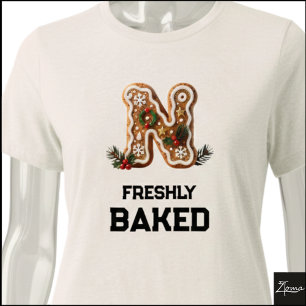 T-shirt En Tri-matière Lettre initiale N de biscuit de Noël au pain d'épi