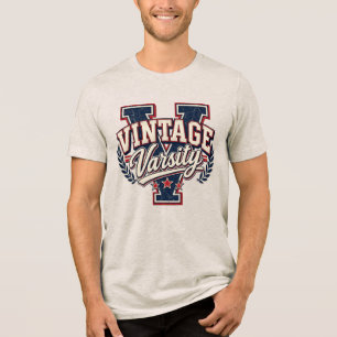 T-shirt En Tri-matière Lettre V de style universitaire vintage en bloc en