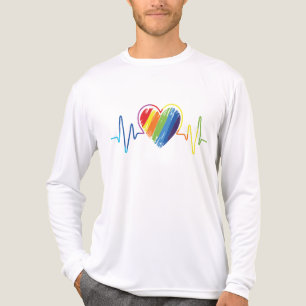 T-shirt En Tri-matière LGBT Pride Gay Lesbian Modern Rainbow Hearbeat