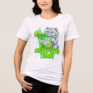 T-shirt En Tri-matière L'heure du Meowjito d'été pour chats ! Cocktail Fé