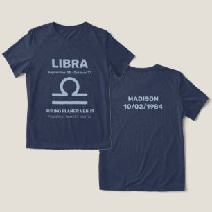 T-shirt En Tri-matière Librairie de signes Zodiac de nom personnalisé / t