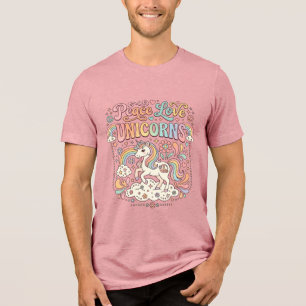 T-shirt En Tri-matière Licorne Paix Amour Licornes Conception De Vecteur