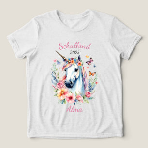 T-shirt En Tri-matière Licorne romantique avec des fleurs - Enfant scolar