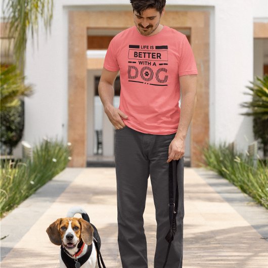 T-shirt En Tri-matière Life is better with a dog modern in black