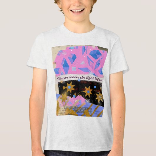 T-shirt En Tri-matière Light Begins Within – Pink and Gold Kids Tee (Recto)