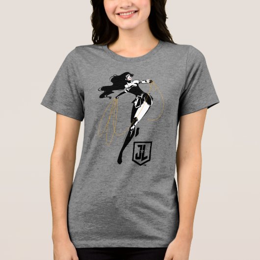 T-shirt En Tri-matière Ligue de Justice | Wonder Woman with Lasso Pop Art (Recto)