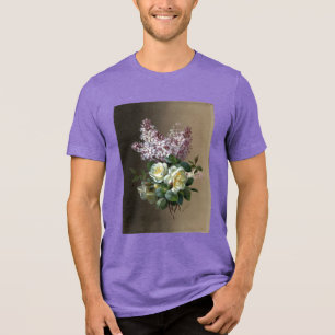 T-shirt En Tri-matière Lilas Violet Rose Blanche Botanique Florale França