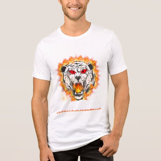 T-SHIRT EN TRI-MATIÈRE LION T SHIRT DESIGN SUR FEU (Recto)