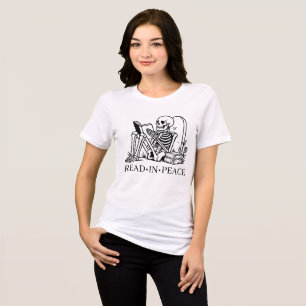 T-shirt En Tri-matière Lire en paix, drôle de squelette amateur de livre