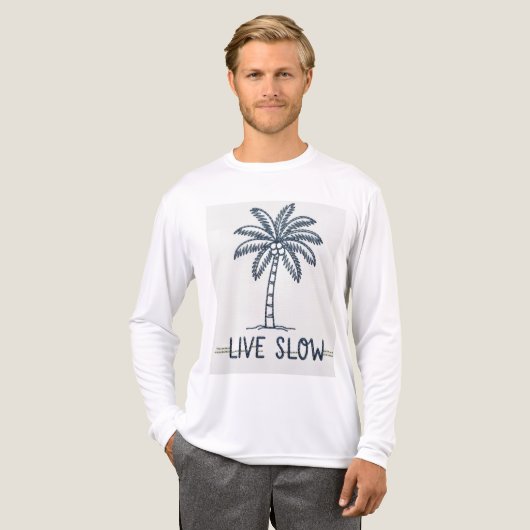 T-shirt En Tri-matière "Live Slow" Palm Tree Embroidery Design - Tropical (Recto complet)