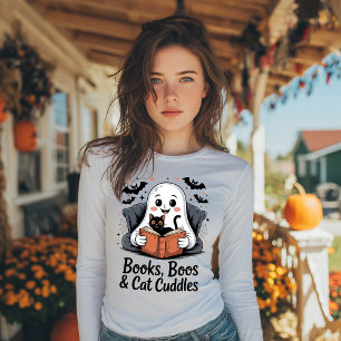 T-shirt En Tri-matière Livres, Livres & Bouddles de chat Halloween