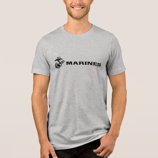 T-shirt En Tri-matière Logo en noir empilé USMC (Recto)