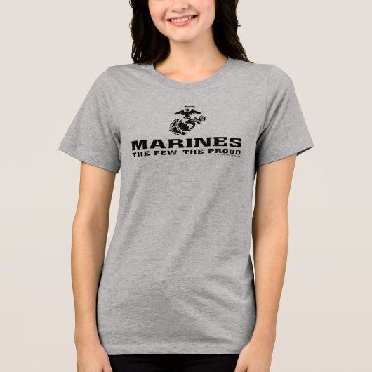 T-shirt En Tri-matière Logo noir empilé USMC "The Rew, The Fiers" (Recto)
