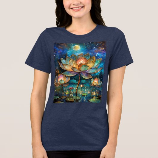 T-shirt En Tri-matière Lotus de verre tendu fleurit au clair de lune (Recto)