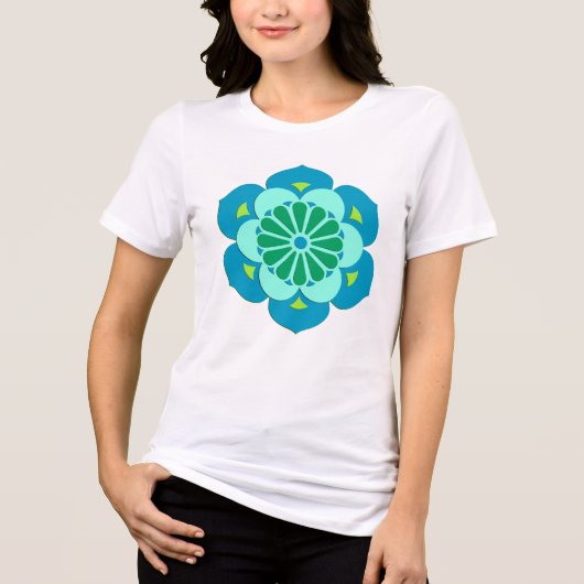 T-shirt En Tri-matière Lotus Flower Mandala, Lime Green et Bleu clair (Recto)