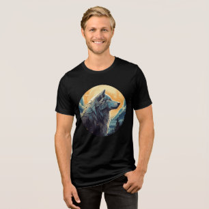T-shirt En Tri-matière Loup majestueux au coucher du soleil – Art sauvage