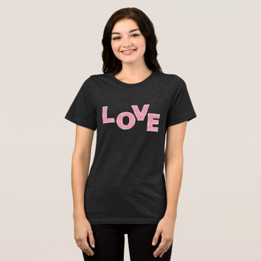 T-shirt En Tri-matière Love Parties scintillant rose (Recto plein)