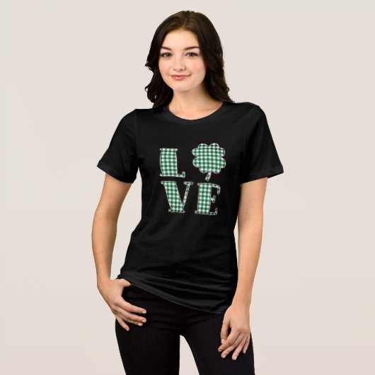 T-shirt En Tri-matière Love St Patrick's Day Green Plaid Shamrock (Recto plein)