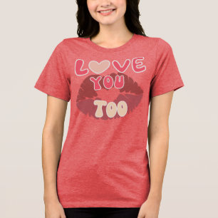 T-shirt En Tri-matière Love You Kiss Mark Romantic Lip Design d'impressio