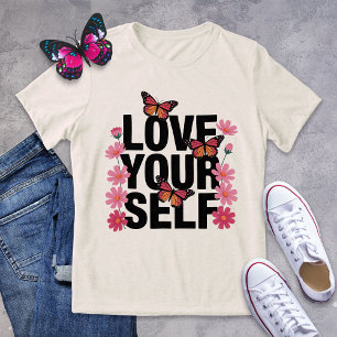 T-shirt En Tri-matière Love Yourself Papillon et Graphisme Fleur