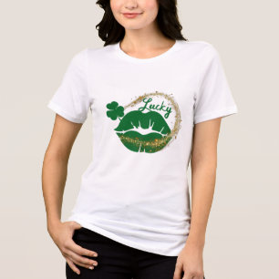 T-shirt En Tri-matière Lucky Irish Kiss Green Gold Jour de la Saint Patri