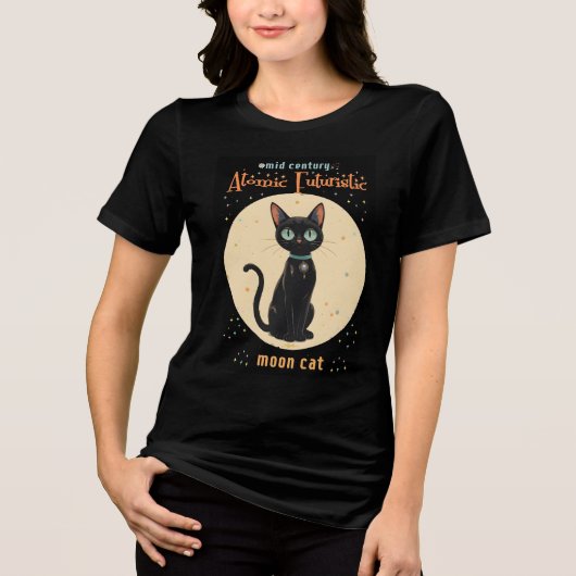 T-shirt En Tri-matière Lune de chat noir atomique futuriste avec texte (Recto)