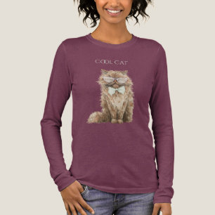 T-shirt En Tri-matière Lunettes de chat cool marron violet menthe