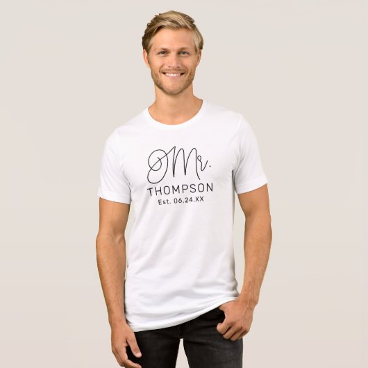 T-shirt En Tri-matière M. Black Modern Script Mariage personnalisé (Recto plein)