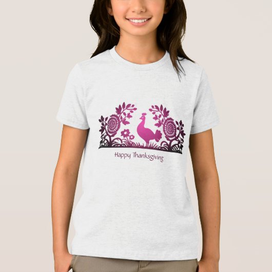 T-shirt En Tri-matière Magenta Thanksgiving Turkey Floral T-Shirt (Recto)