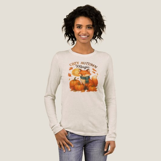 T-shirt En Tri-matière Magie d'automne cosy - mignon renard d'automne (Recto complet)