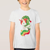 T-shirt En Tri-matière Magique Noël Unicorn mignonne fille (Recto)