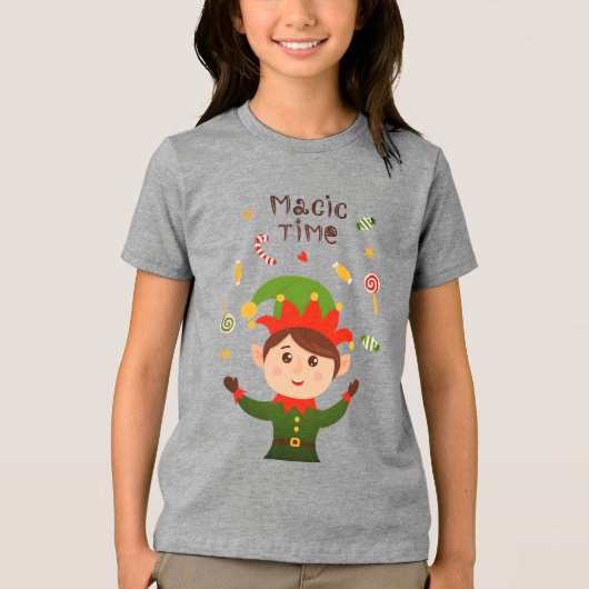 T-shirt En Tri-matière Magique Temps Joli Noël Fêtes Candy Elf (Recto)