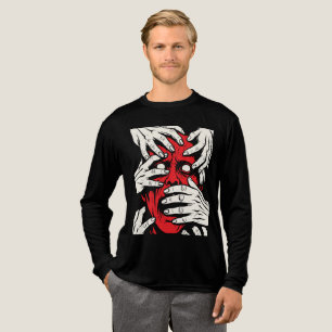 T-shirt En Tri-matière Mains Couvrant le Visage Horreur Art Démon Rouge
