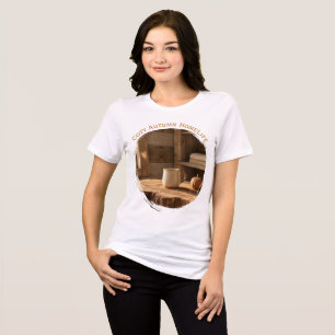 T-shirt En Tri-matière Maison Automnale Confortable • Scène de Tasse d'Au