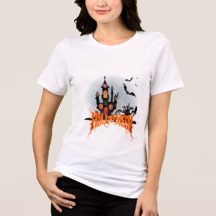 T-shirt En Tri-matière Maison hantée d'Halloween citrouille chauves-souri