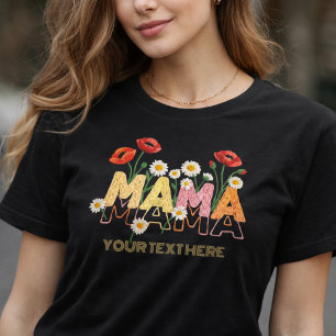 T-shirt En Tri-matière Mama Floral Fête des Mères Nom Personnalisé Poppy 