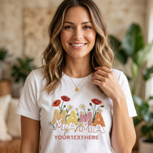 T-shirt En Tri-matière Mama Floral Fête des Mères Nom Personnalisé Poppy