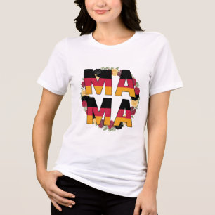 T-shirt En Tri-matière MAMA Typographie avec drapeau allemand Floral Wrea