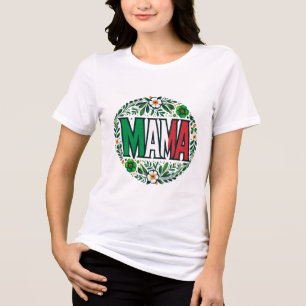 T-shirt En Tri-matière MAMA Typographie avec drapeau italien et crème flo
