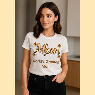 T-shirt En Tri-matière Maman Floral Or Élégant - Fête des Mères et tous l
