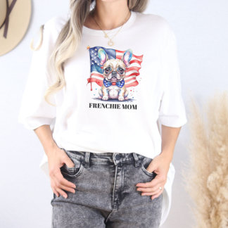 T-shirt En Tri-matière Maman frenchie d'un bouledogue français patriote