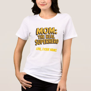 T-shirt En Tri-matière Maman personnalisée La vraie super-héroïne fête de