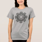 T-shirt En Tri-matière Mandala 3 Black Design Femen Chemise (Recto)