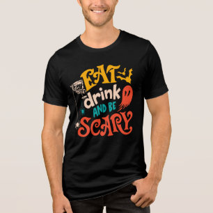T-shirt En Tri-matière manger boire et être effrayant Halloween