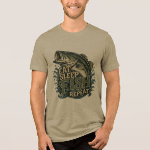 T-shirt En Tri-matière Manger Dormir Pêcher Répéter Conception de pêche v