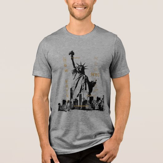 T-shirt En Tri-matière Manhattan Nyc Liberty Statue Mens Manche Court (Recto)